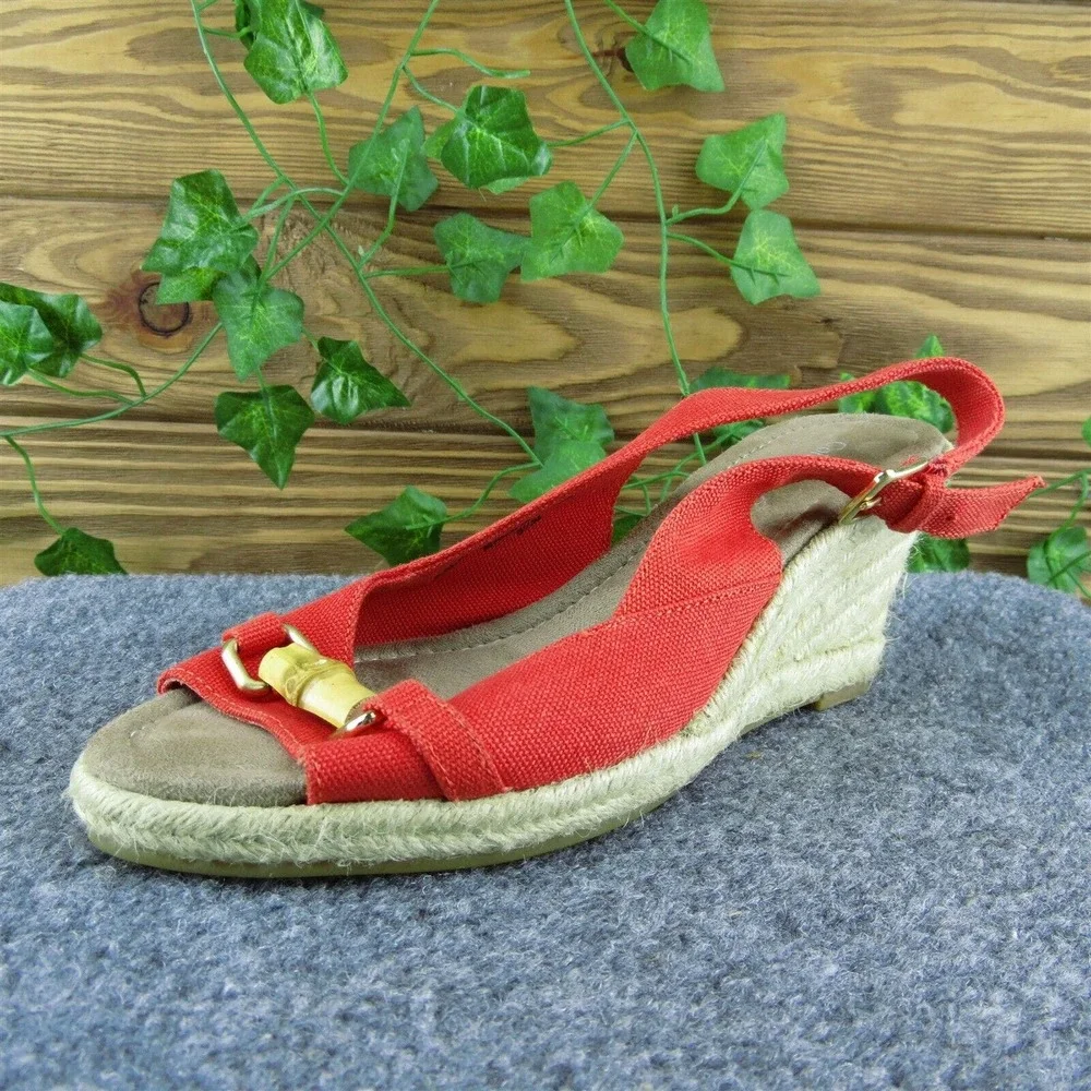 Coldwater Creek Women Slingback Sandal Shoes Orange Fabric Size 6.5 Medium‎